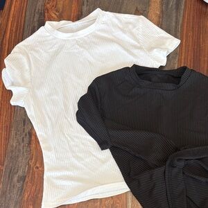 White and Black Ribbed T-Shirts